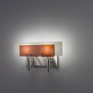 WPT Design-Dessy2-AM/FLSN-Dessy 2 - Two Light Wall Sconce  Front Amber/Flat Back Snow Stainless Steel Finish