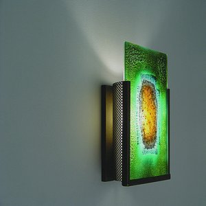 WPT Design-FN1-BZ-GM-F/N 1 - One Light Wall Sconce Bronze Green Mesh Stainless Steel Finish