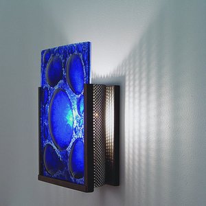 WPT Design-FN1-BZ-HMB-F/N 1 - One Light Wall Sconce Bronze Half Moon Blue Stainless Steel Finish