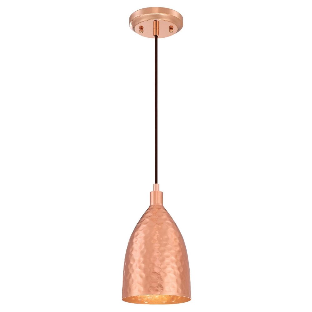 Westinghouse Lighting-6105400-Westinghouse Lighting One-Light Indoor Mini Pendant Hammered Copper Finish Hammered Copper Finish with Metallic Bronze Shade