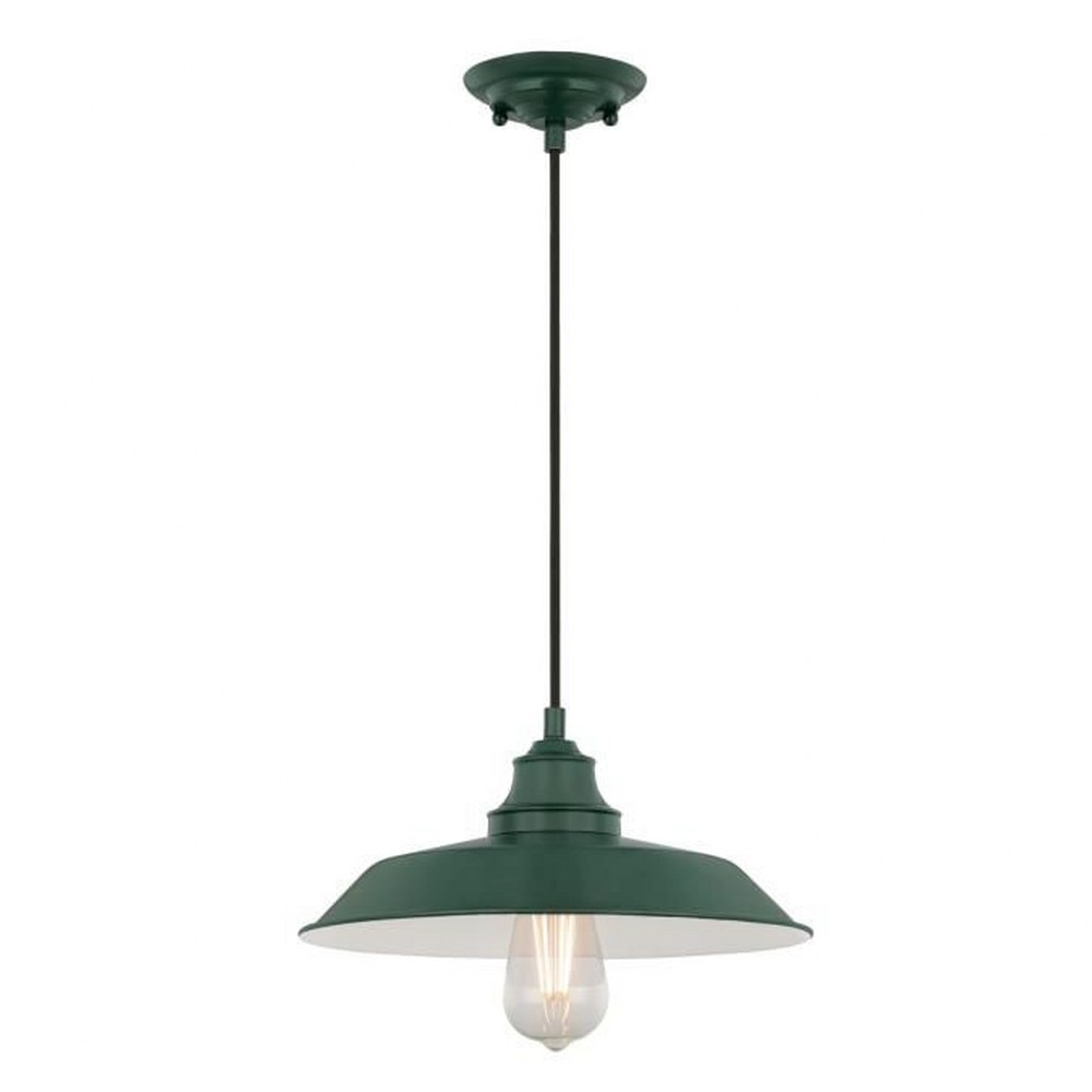 Westinghouse Lighting-6110200-Iron Hill - 1 Light Pendant Emerald Finish with Metal Shade