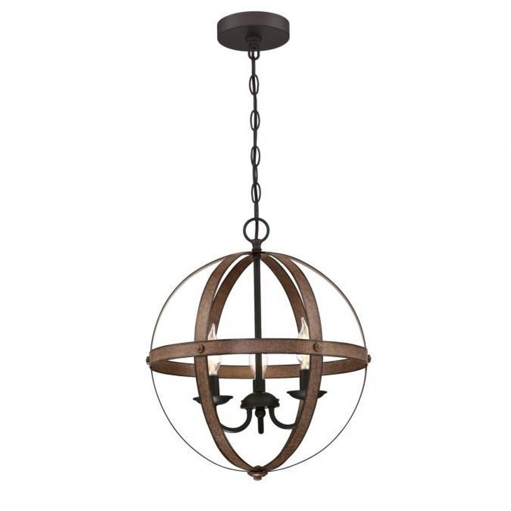 Westinghouse Lighting-6110500-Stella Mira - 3 Light Chandelier Barnwood/Oil Rubbed Bronze Finish