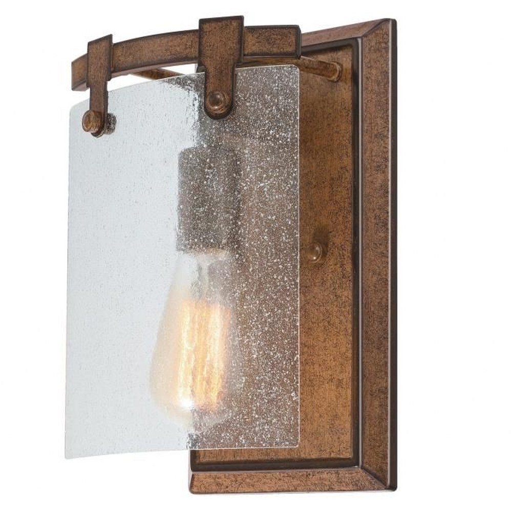 Westinghouse Lighting-6110900-Burnell - 1 Light Wall Sconce Barnwood Finish with Clear Seeded Glass