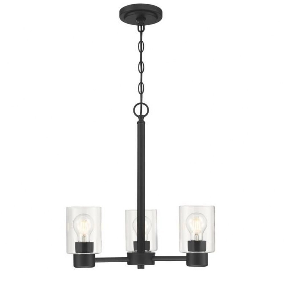 Westinghouse Lighting-6115400-Sylvestre - 3 Light Chandelier In Transitional Style-17.5 Inches Tall and 18.25 Inches Wide Matte Black Finish with Clear Glass