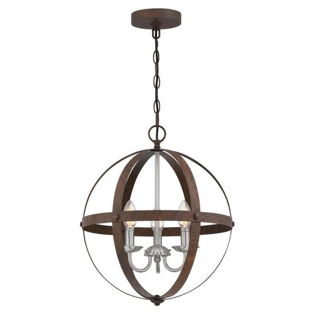 Westinghouse Lighting-6116000-Stella Mira - 3 Light Chandelier In Vintage Style-17.25 Inches Tall and 15 Inches Wide Walnut/Brushed Nickel Finish