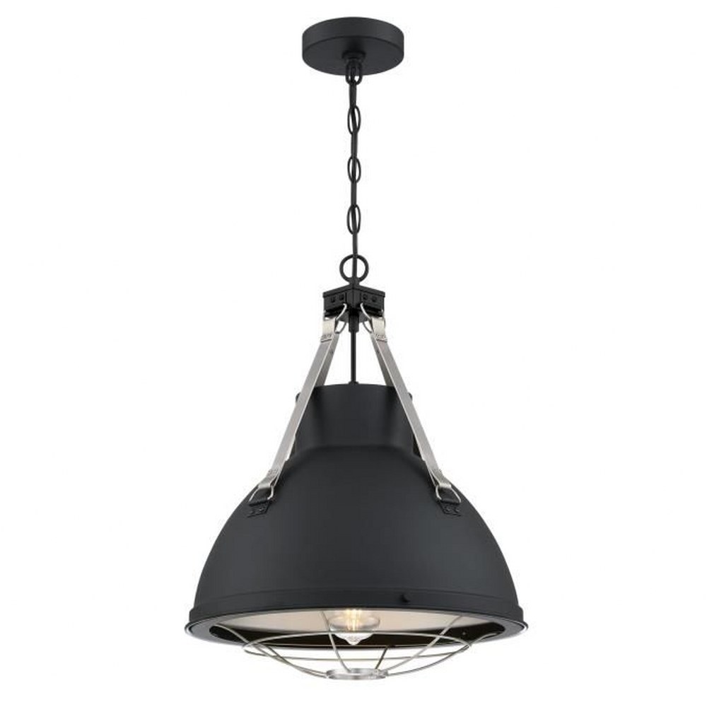 Westinghouse Lighting-6116300-Bartley - 1 Light Pendant In Vintage Style-20.75 Inches Tall and 16.25 Inches Wide Matte Black/Dark Pewter Finish with Cage Shade