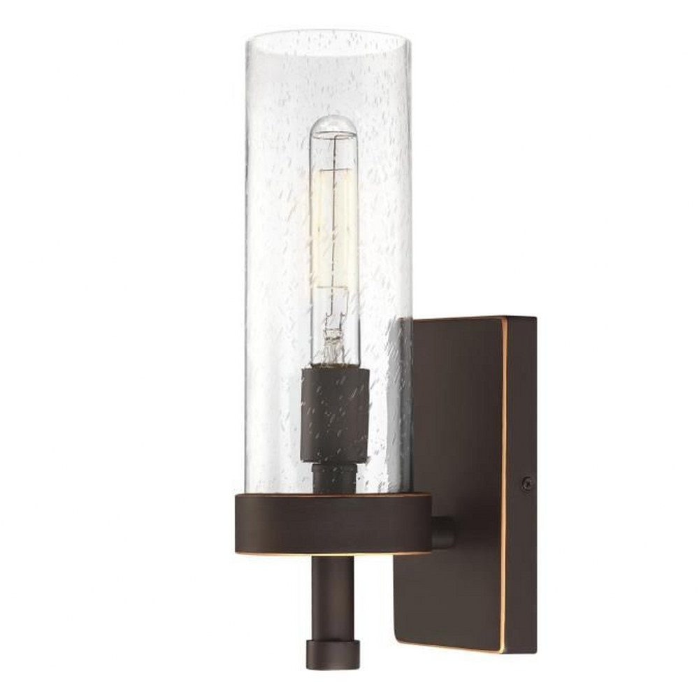 Westinghouse Lighting-6116700-Lavina - 1 Light Wall Sconce In Traditional Style-14.5 Inches Tall and 4.5 Inches Wide Oil Rubbed Bronze/Highlights Finish with Clear Seeded Glass