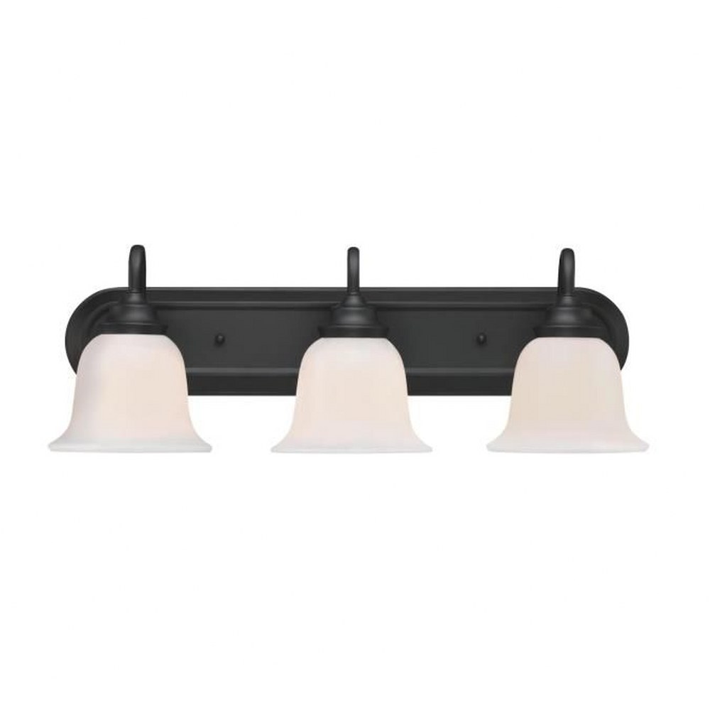 Westinghouse Lighting-6117200-Harwell - 3 Light Wall Sconce In Traditional Style-8.5 Inches Tall and 24.25 Inches Wide Matte Black Finish with White Opal Glass
