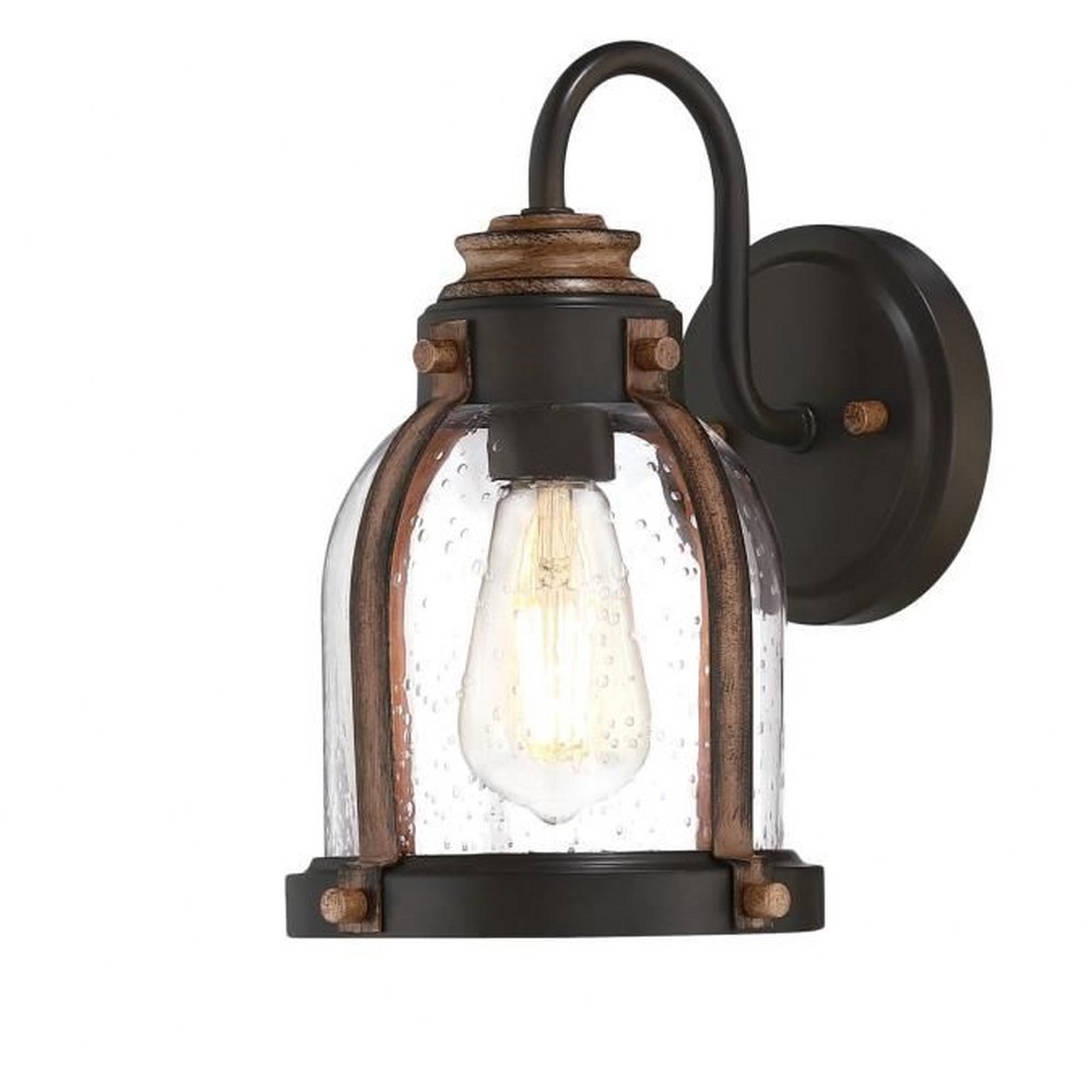 Westinghouse Lighting-6118100-Cindy - 1 Light Wall Sconce In Vintage Style-10.5 Inches Tall and 6.5 Inches Wide Oil Rubbed Bronze/Barnwood Finish with Clear Seeded Glass
