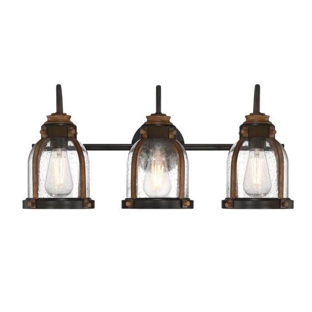 Westinghouse Lighting-6118200-Cindy - 3 Light Wall Sconce In Vintage Style-11.25 Inches Tall and 24 Inches Wide Oil Rubbed Bronze/Barnwood Finish with Clear Seeded Glass