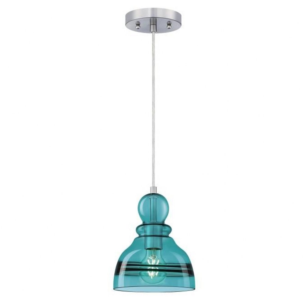 Westinghouse Lighting-6118900-Fiona - 1 Light Mini Pendant In Traditional Style-9 Inches Tall and 7 Inches Wide Brushed Nickel Turquoise Brushed Nickel Finish