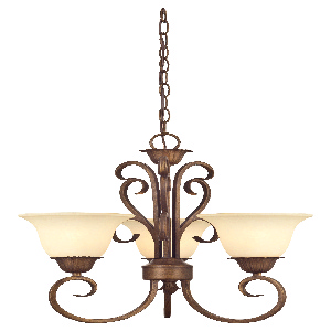 Westinghouse Lighting-6220700-Regal Springs - Three Light Chandelier Ebony Gold Finish with Burnt Scavo Glass
