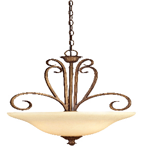 Westinghouse Lighting-6220800-Regal Springs - Three Light Pendant Ebony Gold Finish with Burnt Scavo Glass