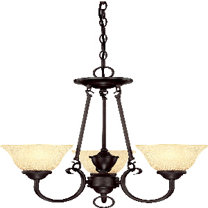 Westinghouse Lighting-6222400-Elena - Three Light Chandelier   Dark Bronze Finish with Antique Amber Glass