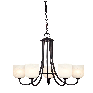 Westinghouse Lighting-6224000-Treebridge Station - Five Light Chandelier   Espresso Finish with White Alabaster Glass