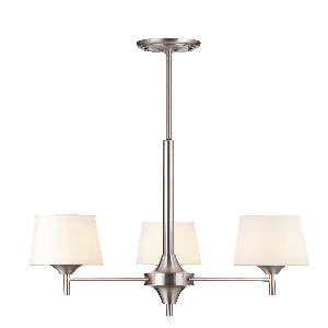 Westinghouse Lighting-6225500-Parker Mews - Three Light Chandelier   Brushed Nickel Finish with White Linen Fabric Shade