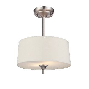 Westinghouse Lighting-6225700-Parker Mews - Two Light Semi-Flush Mount   Brushed Nickel Finish with White Linen Fabric Shade