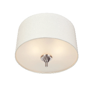 Westinghouse Lighting-6225900-Parker Mews - Two Light Flush Mount   Brushed Nickel Finish with White Linen Fabric Shade