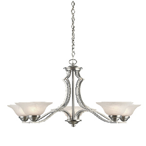 Westinghouse Lighting-6228600-Fallon - Five Light Chandelier   Satin Platinum Finish with White Alabaster Glass