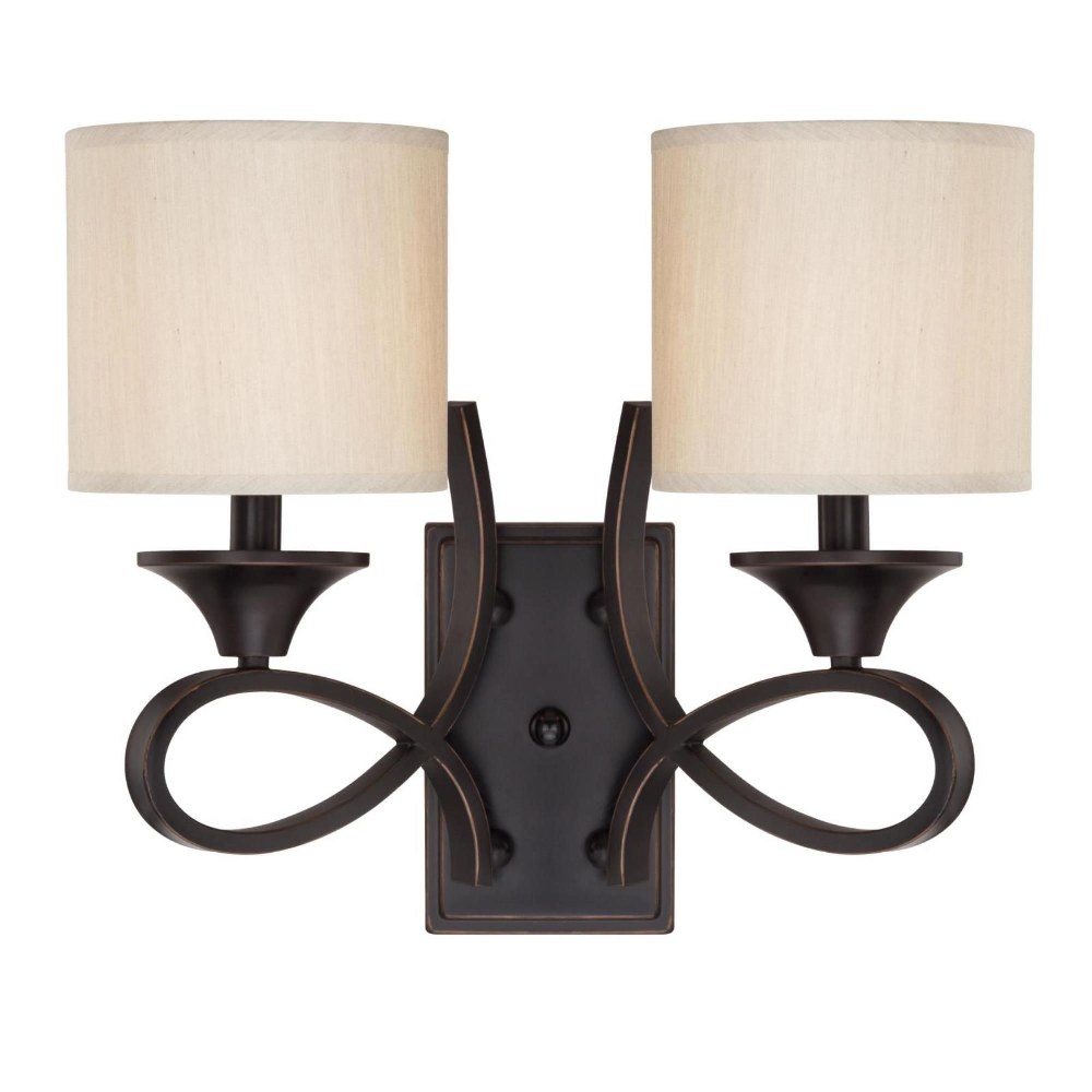 Westinghouse Lighting-6302700-Lenola - Two Light Wall Sconce   Amber Bronze Finish with Beige Shade