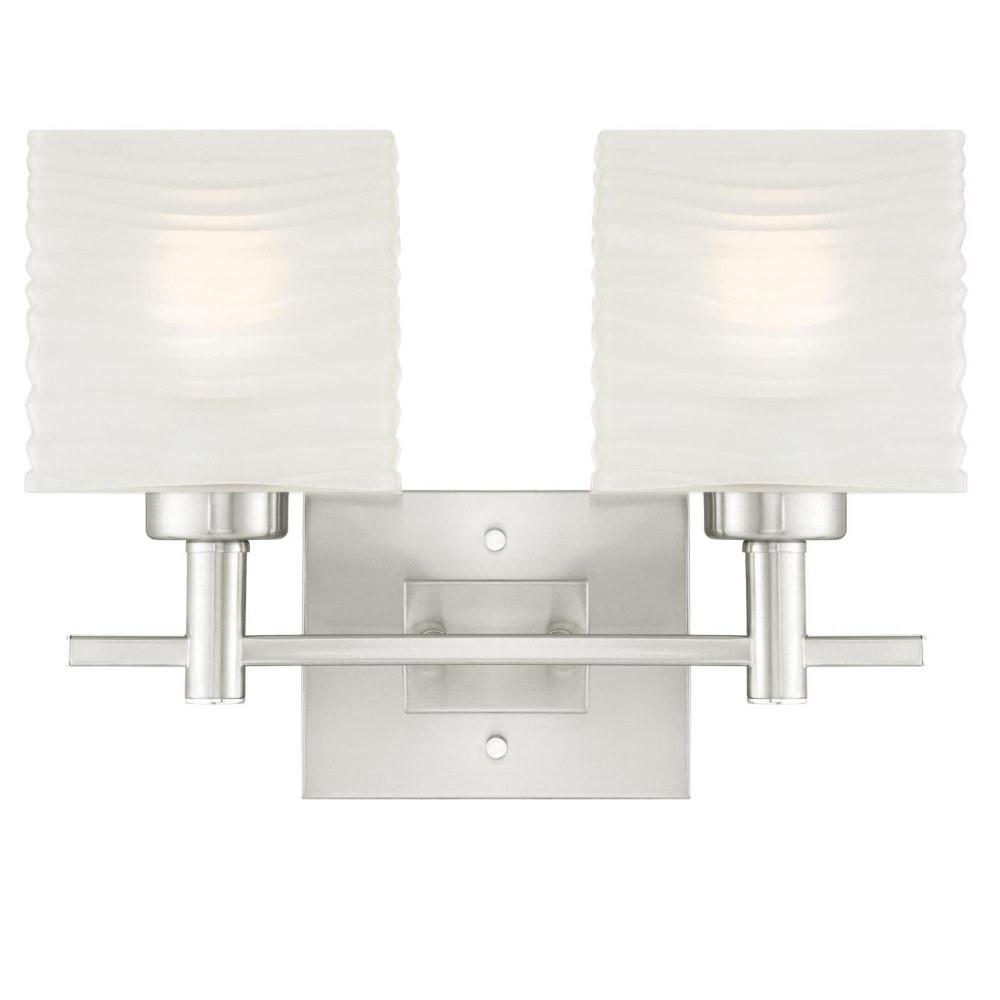 Westinghouse Lighting-6303900-Alexander - Two Light Wall Sconce   Brushed Nickel Finish with Rippled White Glazed Glass