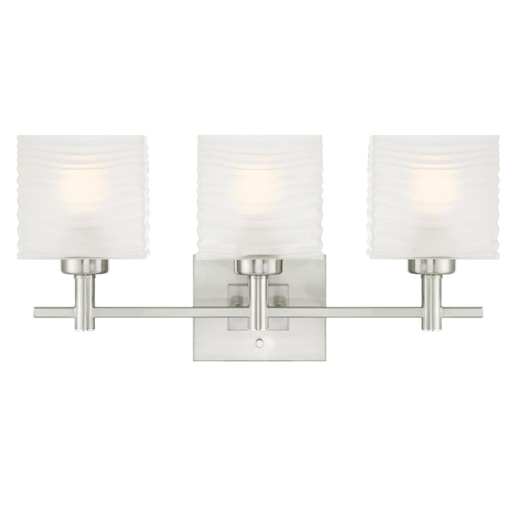 Westinghouse Lighting-6304000-Alexander - Three Light Wall Sconce   Brushed Nickel Finish with Rippled White Glazed Glass
