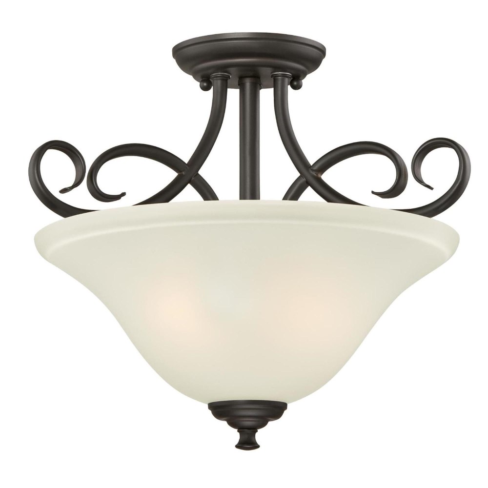 Westinghouse Lighting-6306500-Dunmore - Two Light Semi-Flush Mount   Oil Rubbed Bronze Finish with Frosted Glass