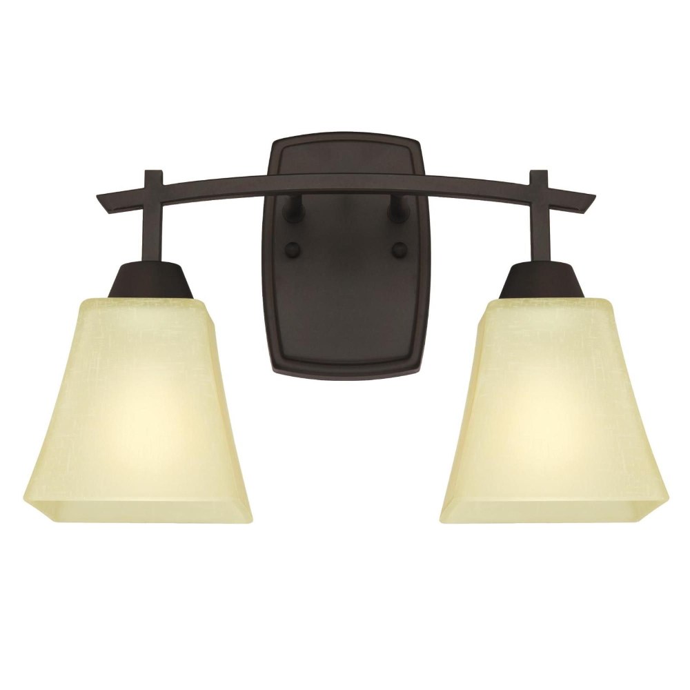 Westinghouse Lighting-6307400-Midori - Two Light Wall Sconce   Oil Rubbed Bronze Finish with Amber Linen Shade