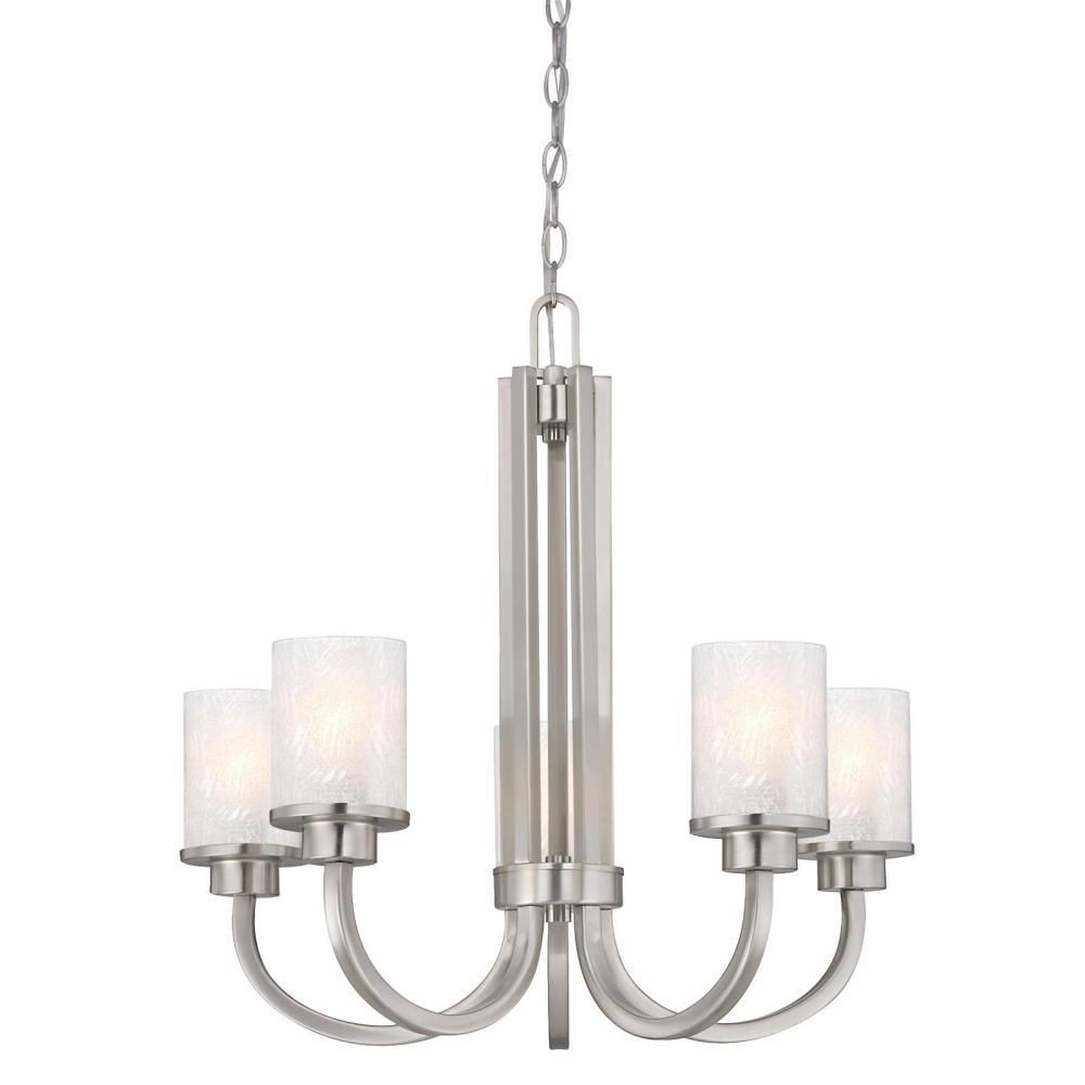 Westinghouse Lighting-6308000-Ramsgate - Five Light Chandelier   Brushed Nickel Finish with Ice Glass