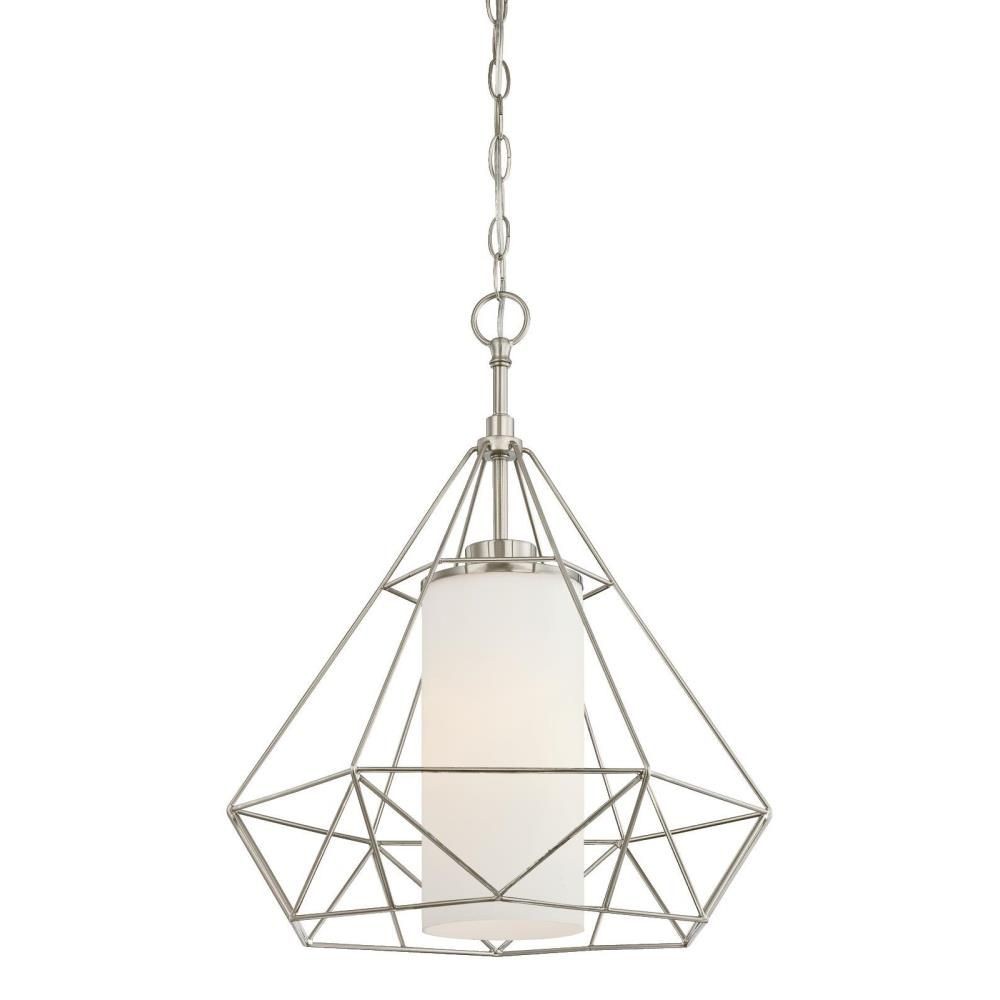 Westinghouse Lighting-6324500-15.91 Inch One Light Pendant   Brushed Nickel Finish with Clear Indented Glass