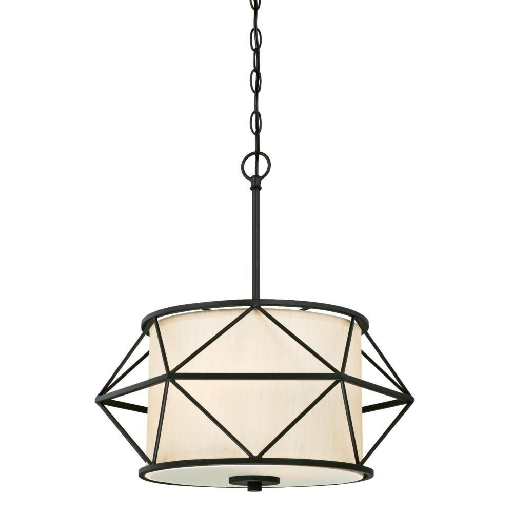 Westinghouse Lighting-6324600-17.87 Inch One Light Pendant   Matte Black Finish with Clear Rippled Glass