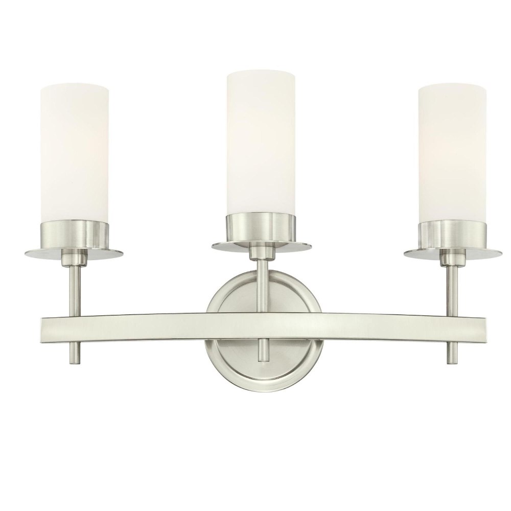 Westinghouse Lighting-6327100-Roswell - Three Light Wall Sconce   Brushed Nickel Finish with Frosted Opal Glass