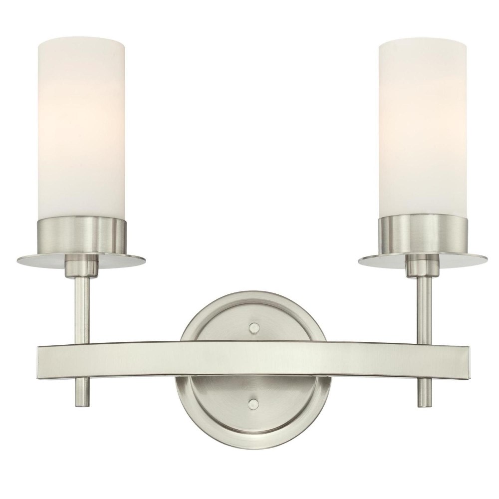 Westinghouse Lighting-6327200-Roswell - Two Light Wall Sconce   Brushed Nickel Finish with Frosted Opal Glass