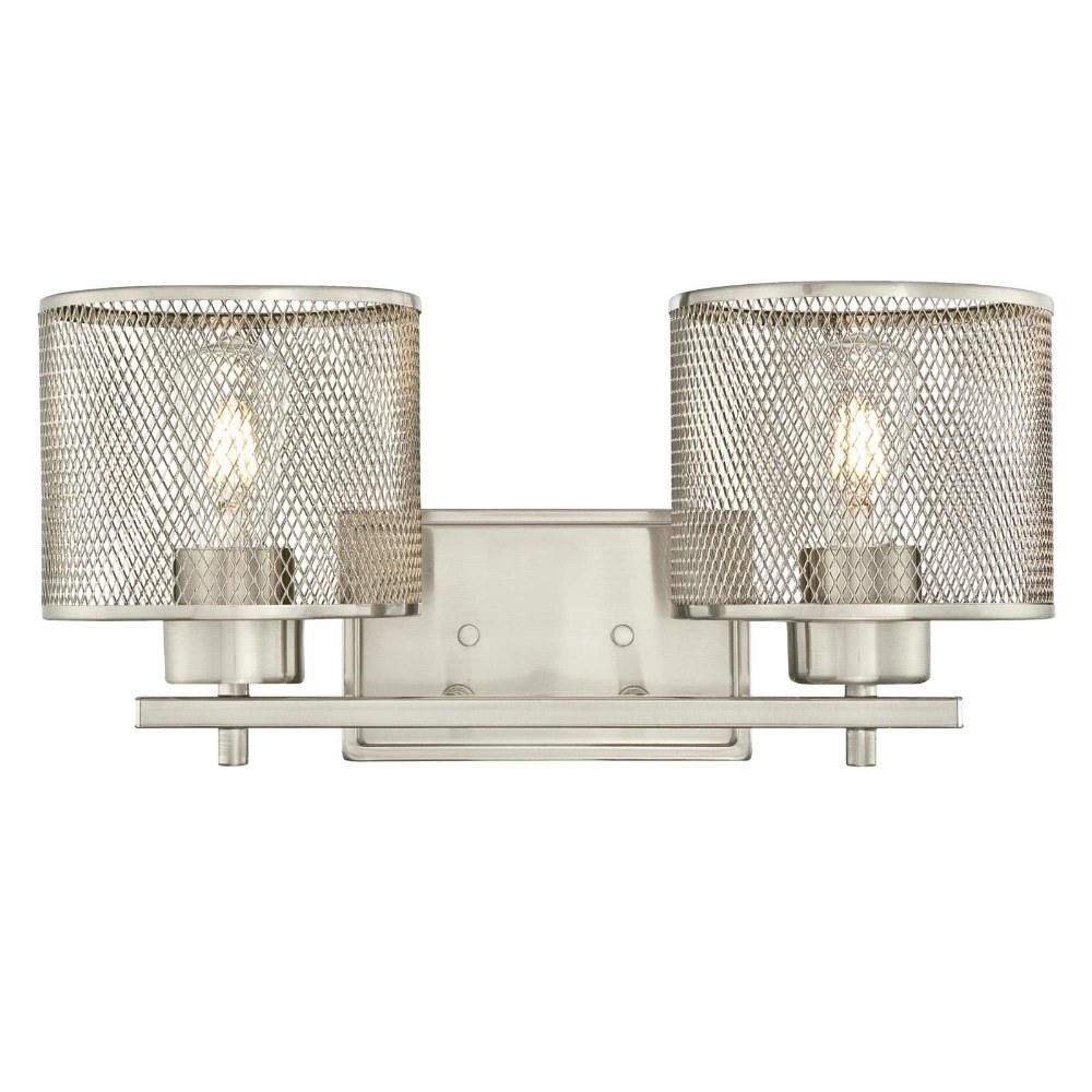 Westinghouse Lighting-6327700-Morrison - Two Light Wall Sconce   Brushed Nickel Finish with Mesh Shade