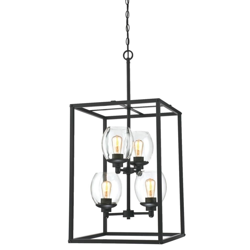 Westinghouse Lighting-6328000-Ardleigh - Four Light 2-Tier Chandelier   Matte Black Finish with Clear Glass