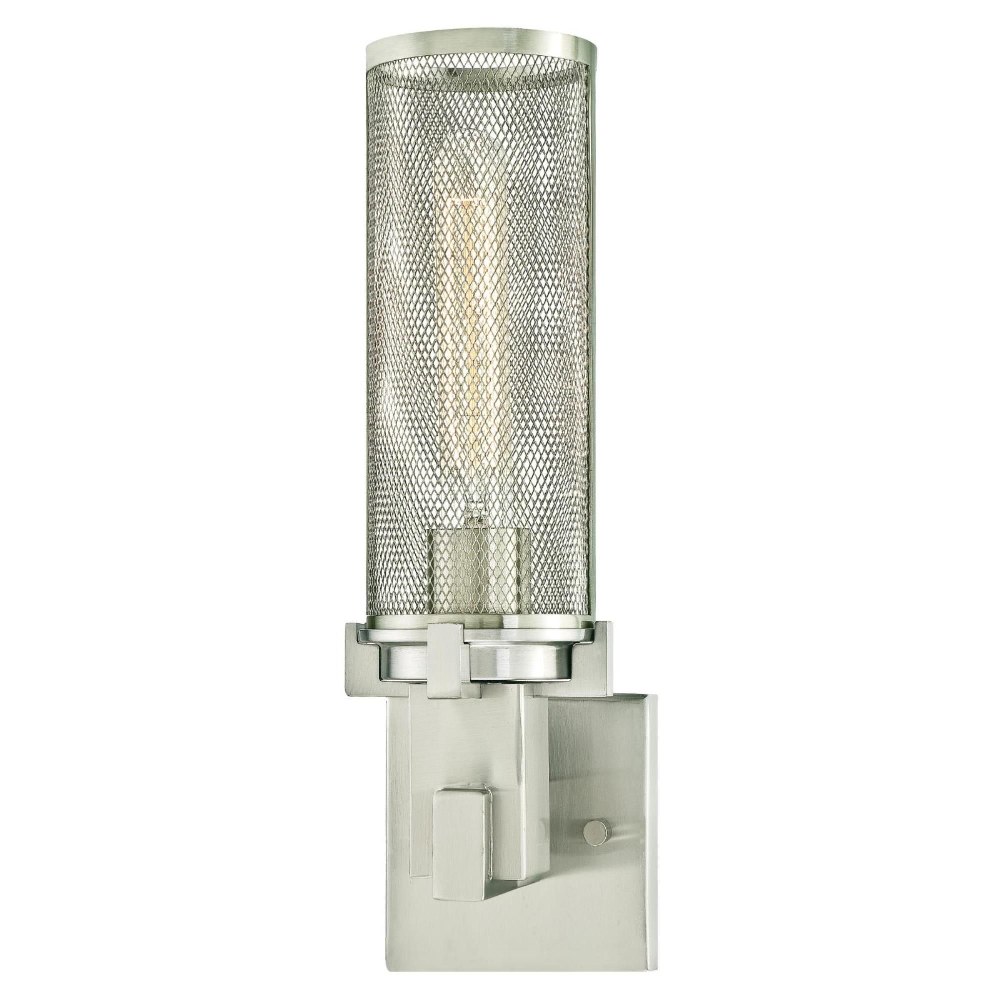 Westinghouse Lighting-6330300-Adler - One Light Wall Sconce   Brushed Nickel Finish with Smoke Grey Glass with Mesh Shade