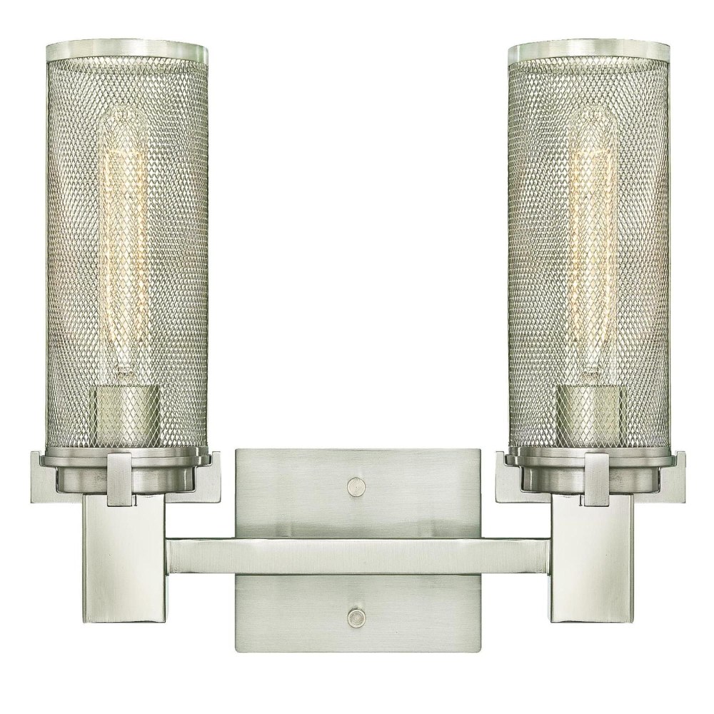 Westinghouse Lighting-6330400-Adler - Two Light Wall Sconce   Brushed Nickel Finish with Smoke Grey Glass with Mesh Shade