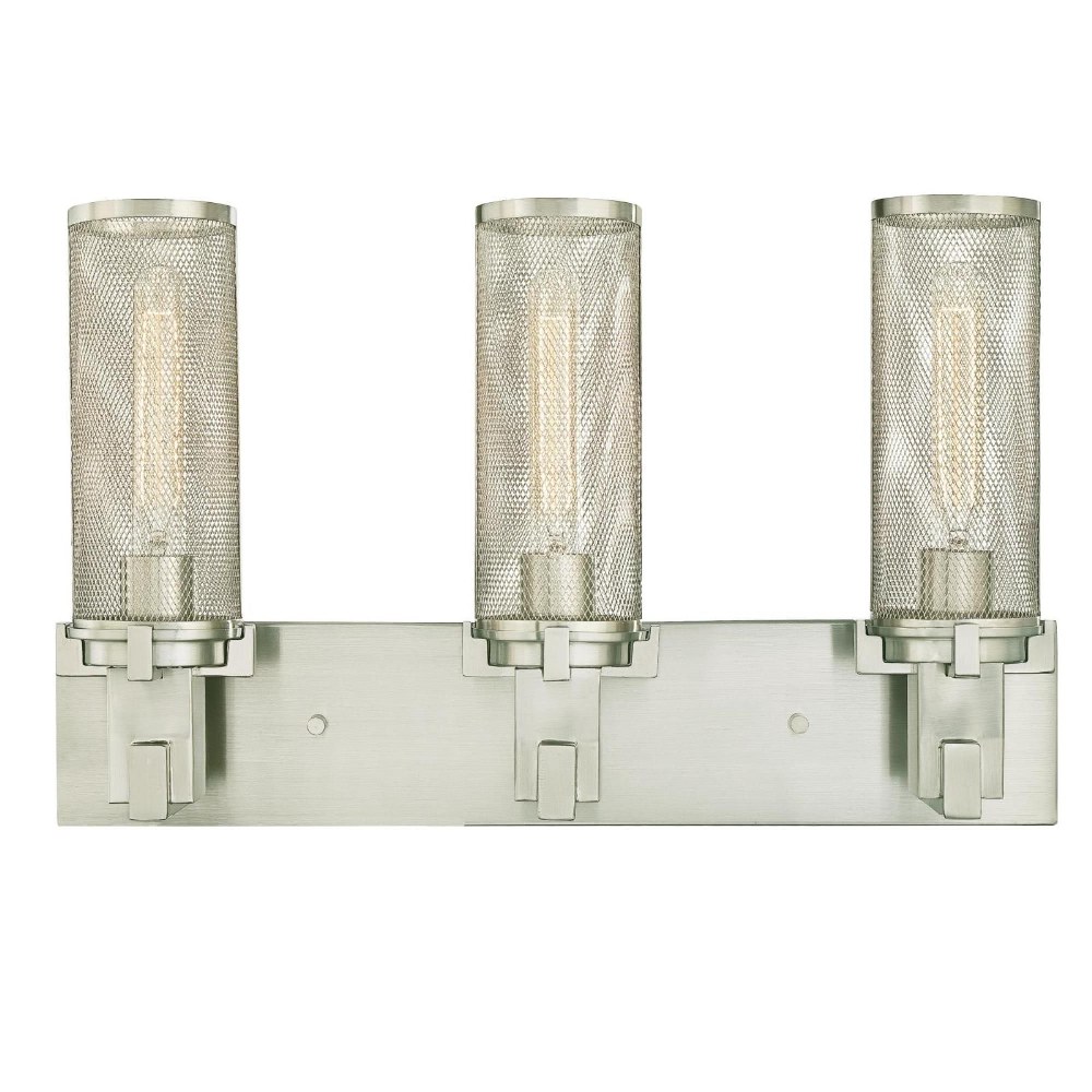 Westinghouse Lighting-6330500-Adler - Three Light Wall Sconce   Brushed Nickel Finish with Smoke Grey Glass with Mesh Shade