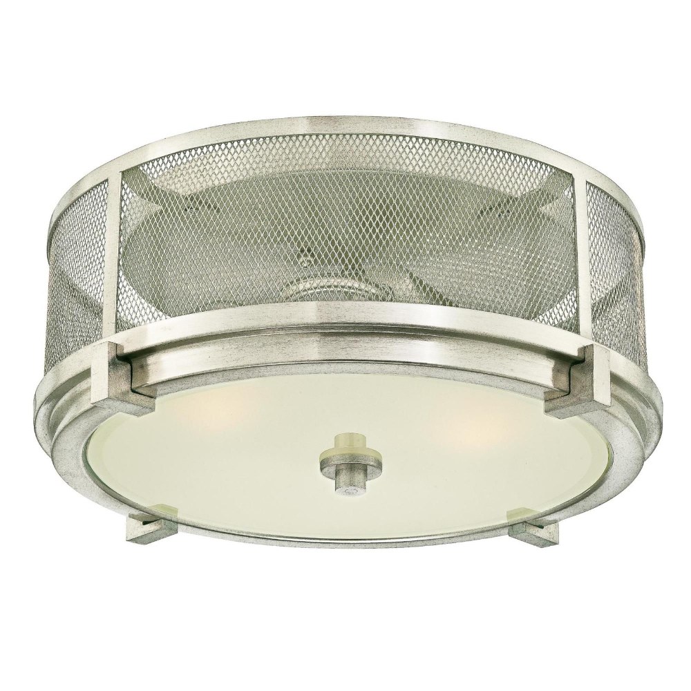 Westinghouse Lighting-6330600-Adler - Two Light Flush Mount   Brushed Nickel Finish with Frosted Glass with Mesh Shade