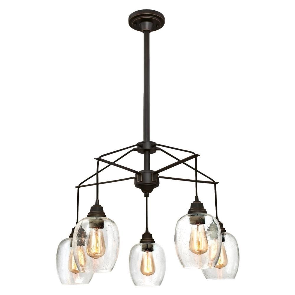 Westinghouse Lighting-6333100-Westinghouse Lighting Eldon Five-Light Indoor Chandelier Oil Rubbed Bronze Finish with Highlights and Clear Seeded Glass   Oil Rubbed Bronze Finish with Clear Seeded Glas