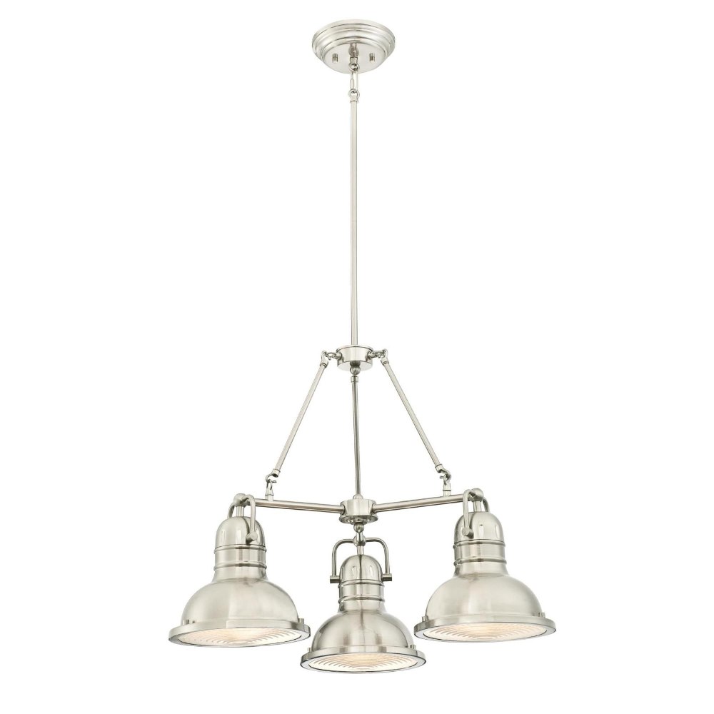 Westinghouse Lighting-6333900-Westinghouse Boswell Three-Light Indoor Chandelier Brushed Nickel/Prismatic Lens  Brushed Nickel Finish with Frosted Prismatic Acrylic