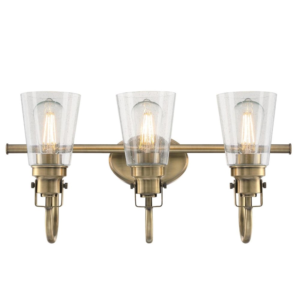 Westinghouse Lighting-6334000-Ashton - Three Light Wall Sconce   Antique Brass Finish with Clear Seeded Glass