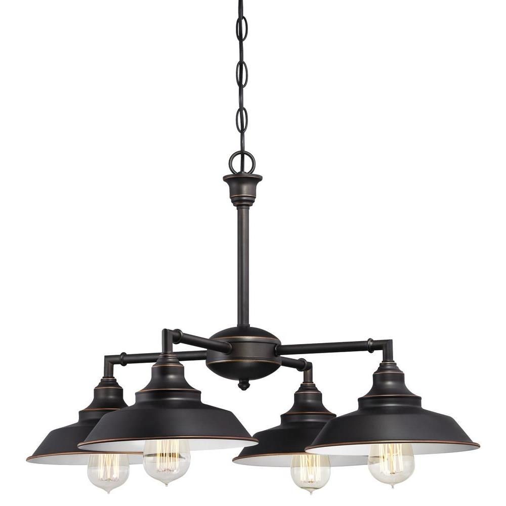 Westinghouse Lighting-6343300-Iron Hill - Four Light Convertible Chandelier   Oil Rubbed Bronze Finish