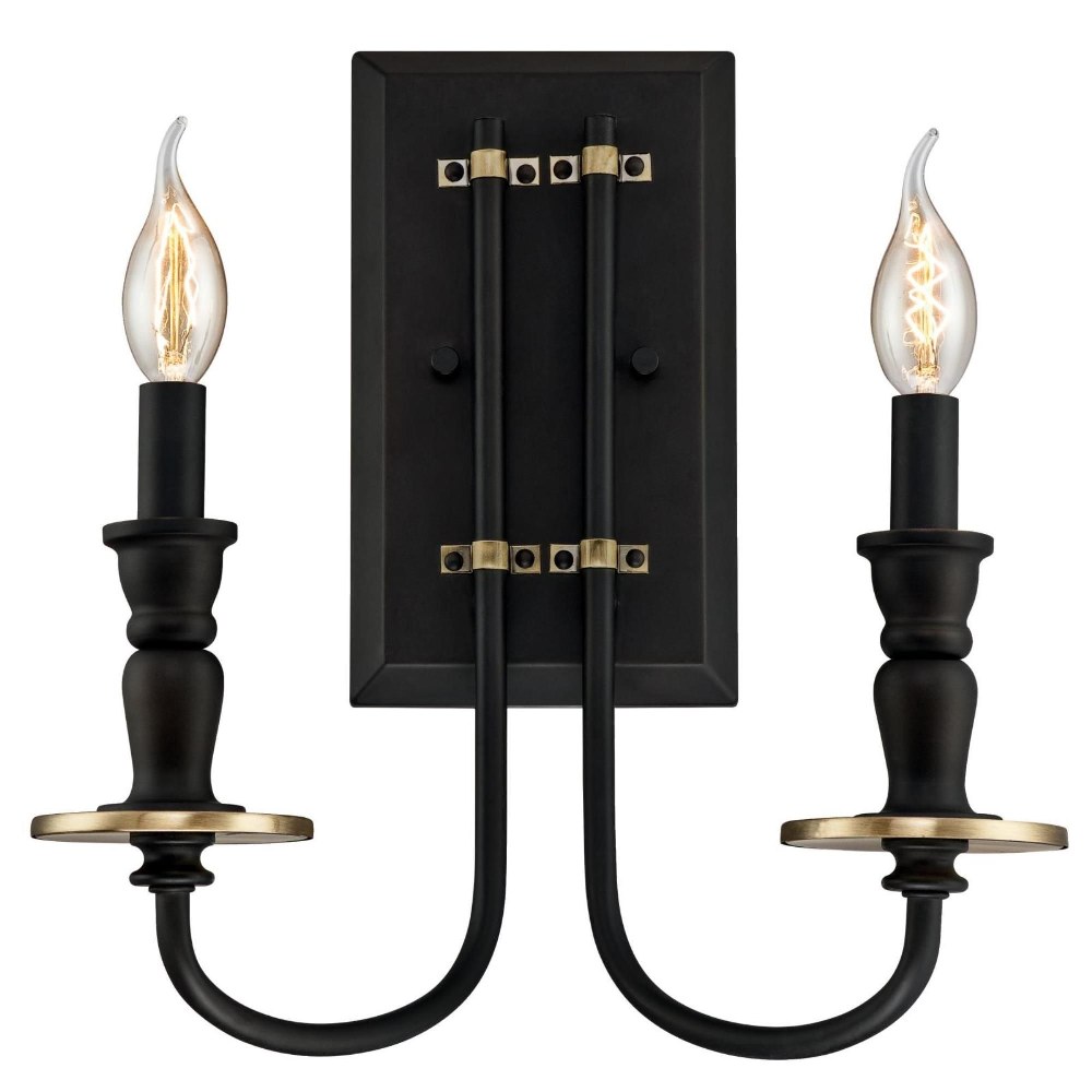 Westinghouse Lighting-6350100-Cresting - Two Light Wall Sconce   Oil Rubbed Bronze/Antique Brass Finish