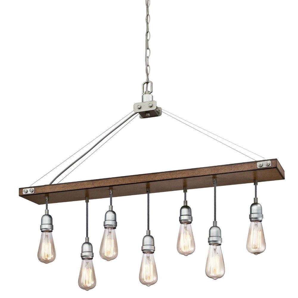 Westinghouse Lighting-6351500-Elway - Seven Light Chandelier Barnwood/Galvanized Steel  Barnwood/Washed Copper Finish