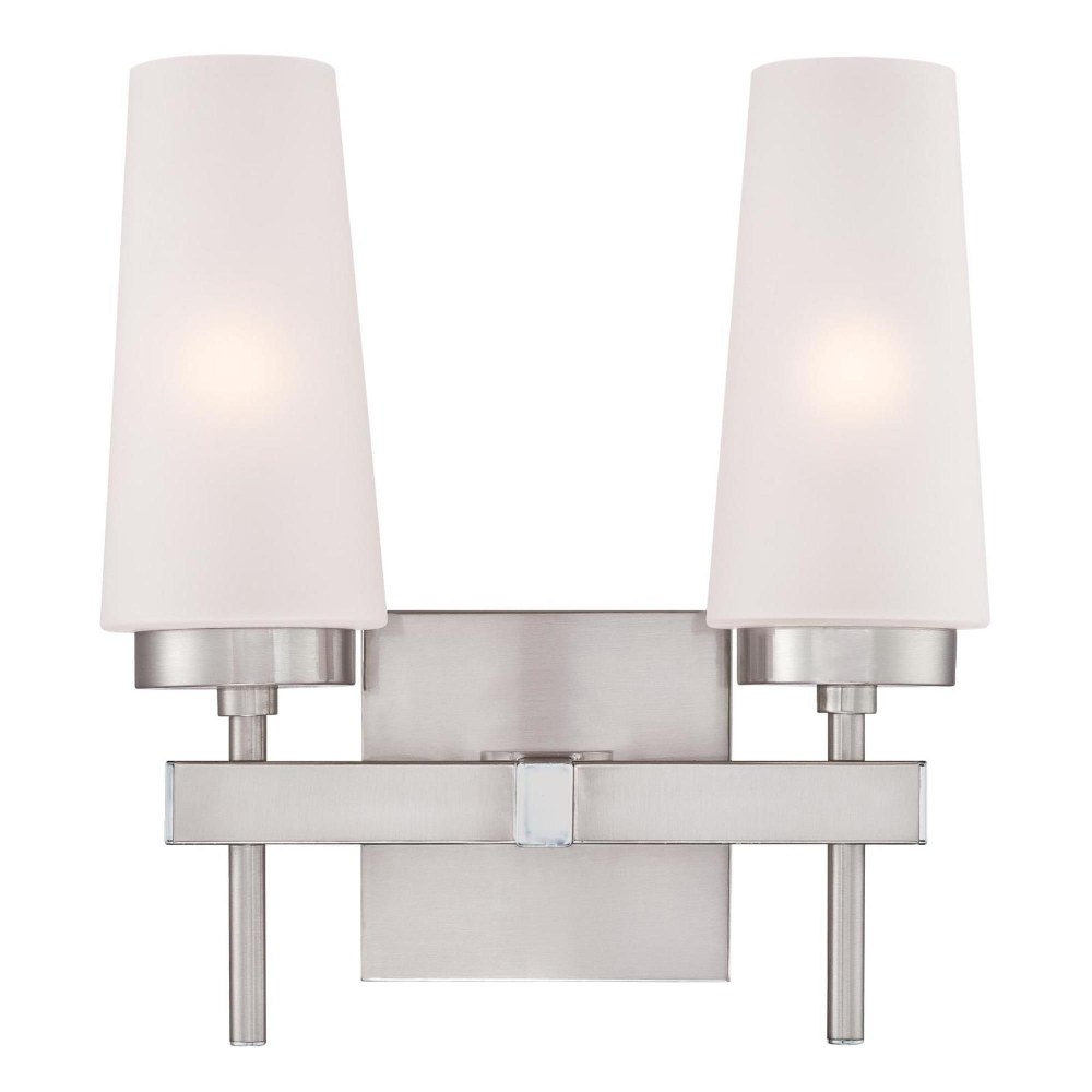 Westinghouse Lighting-6353300-Chaddsford - Two Light Wall Sconce Brushed Nickel  Brushed Nickel Finish with Frosted Glass