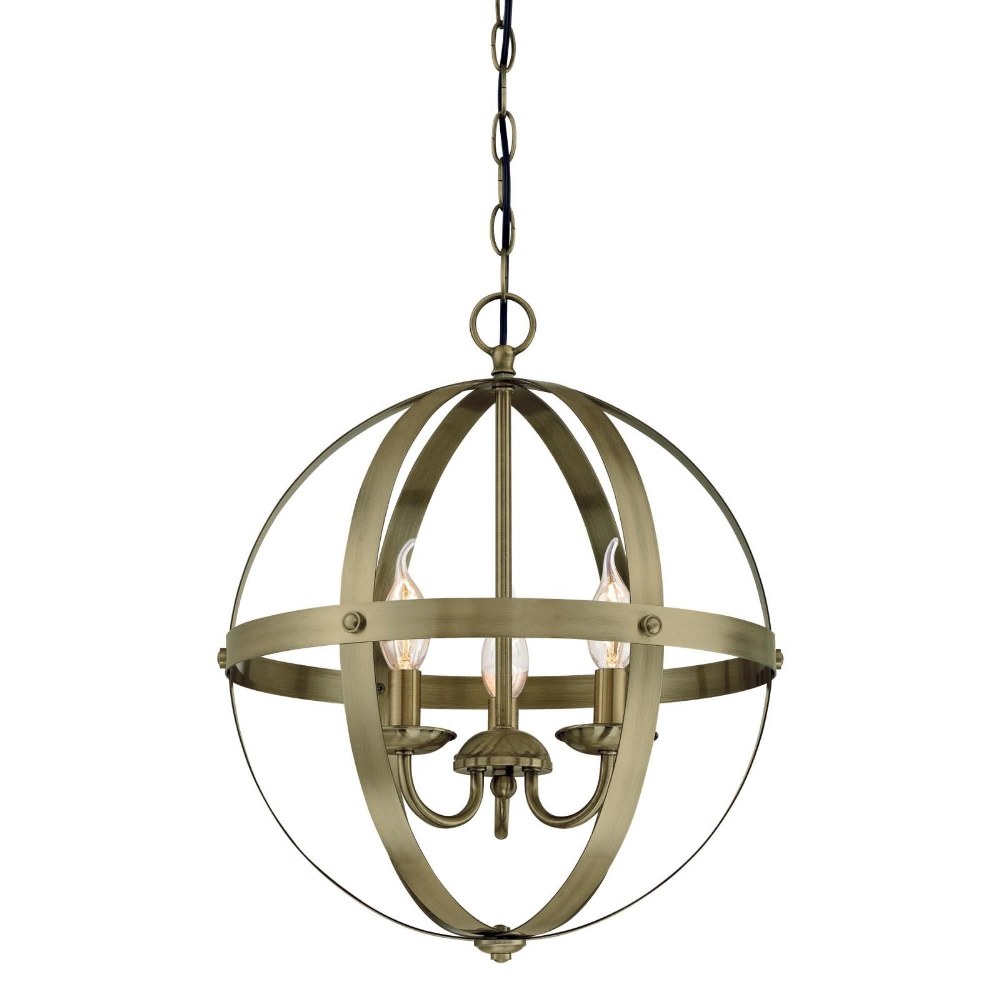 Westinghouse Lighting-6353700-Stella Mira - Three Light Chandelier Antique Brass  Barnwood Finish