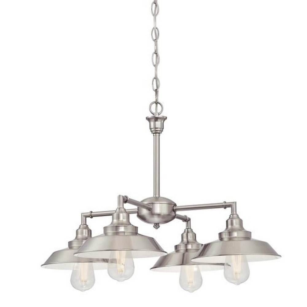 Westinghouse Lighting-6354500-Iron Hill - Four Light Convertible Chandelier   Brushed Nickel Finish with Silver Metal Shade