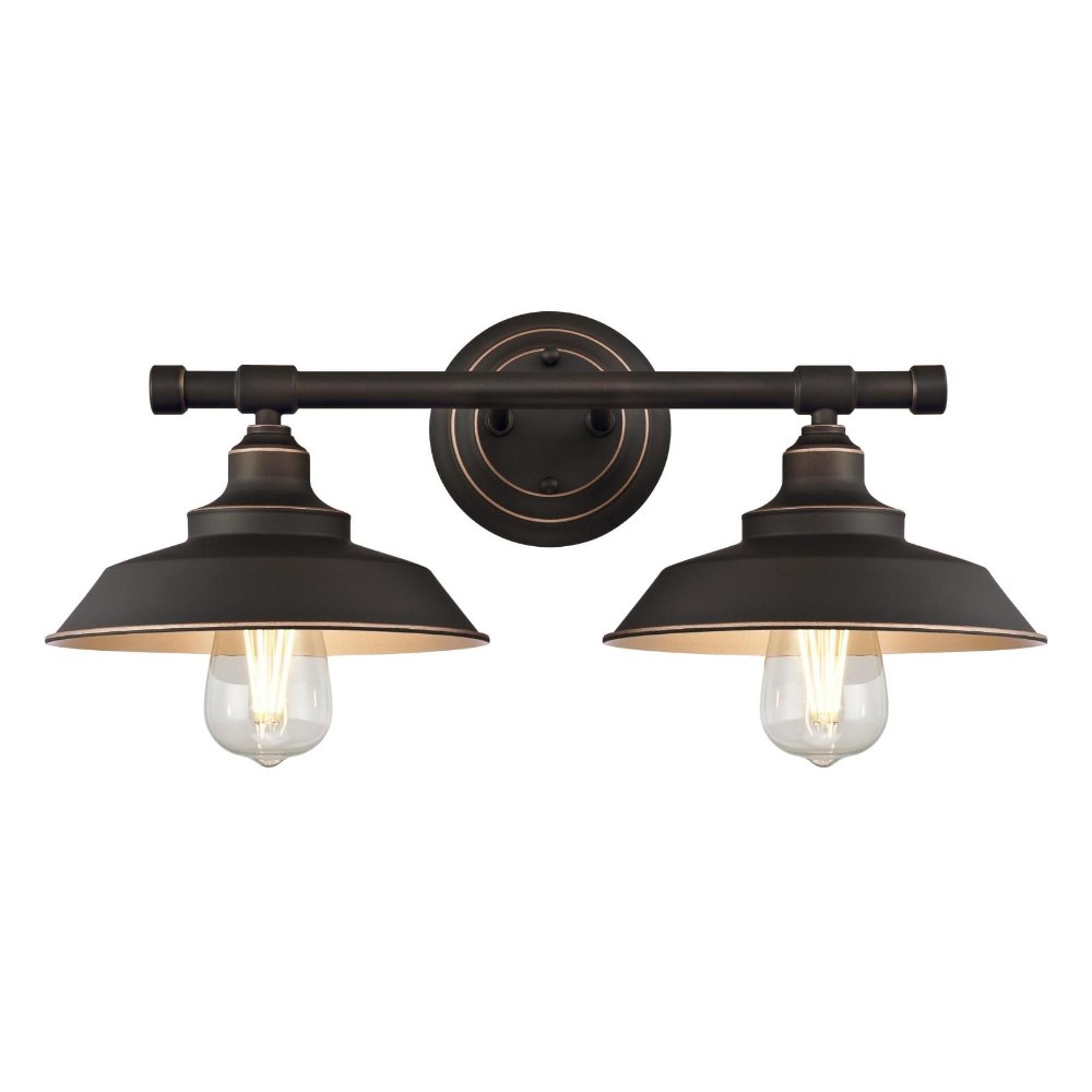 Westinghouse Lighting-6354800-Iron Hill - Two Light Wall Sconce   Oil Rubbed Bronze Finish with Metal Shade