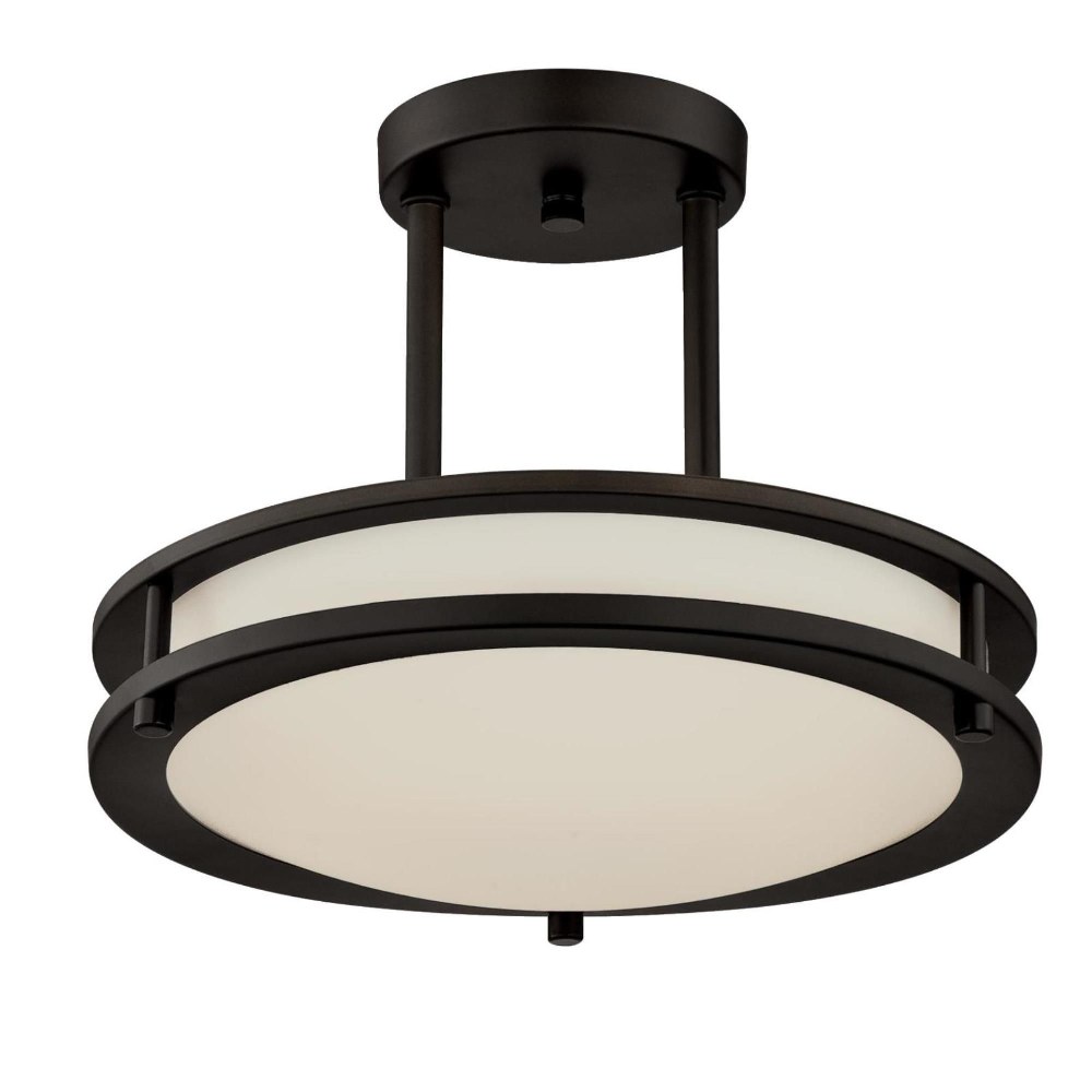 Westinghouse Lighting-6355200-Lauderdale - 11.88 Inch 15W 1 Dimmable LED Semi-Flush Mount   Oil Rubbed Bronze Finish with White Acrylic Glass